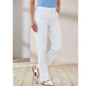 CHICO'S PLATINUM White STRETCH DENIM Mid-Rise Straight CHARM MR JEANS 1 (US-8)
